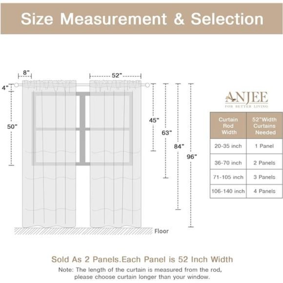 4 Panels White Sheer Curtains 96 inches Long Rod Pocket Voile Semi Privacy - Picture 6 of 6